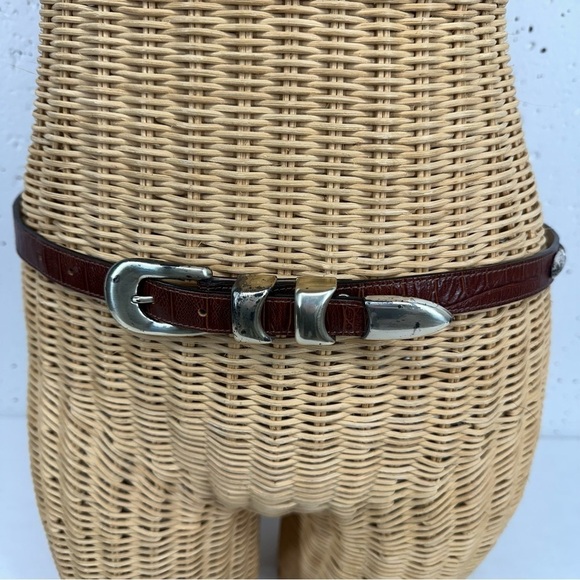 Vintage B.B. Simon Brown Alligator Print Leather Belt size Large - Picture 1 of 15